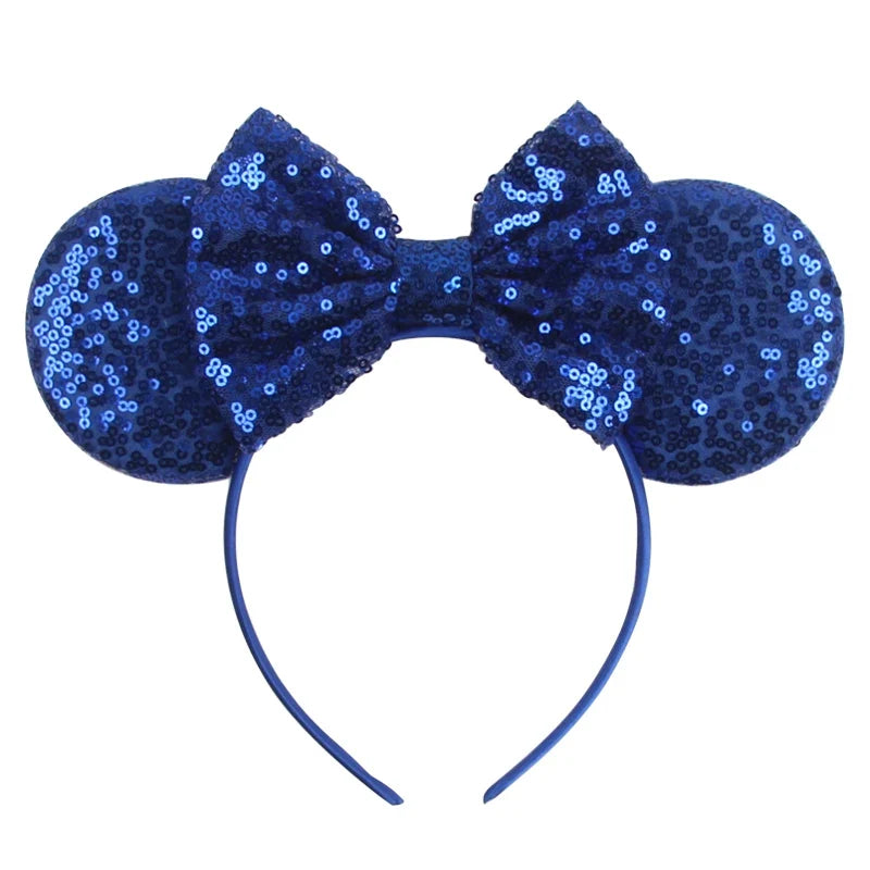 Royal blue sequin Mickey ears headband with matching blue bow