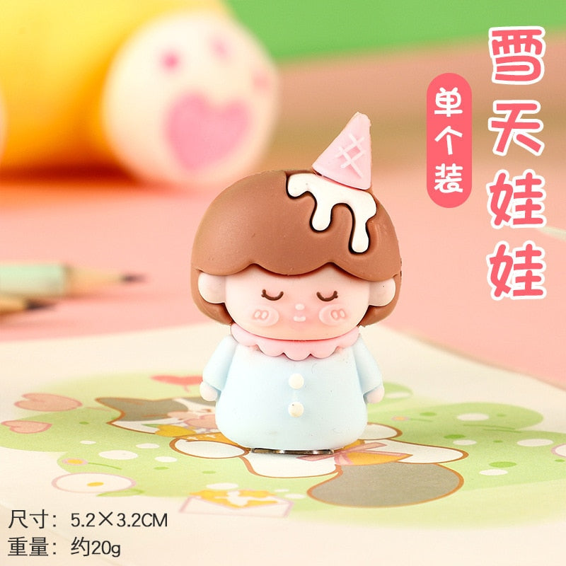 Ice cream cone pencil sharpener figure with a cute sleeping face.