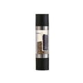 Black 2-in-1 manual salt and pepper grinder with clear window and stainless cap