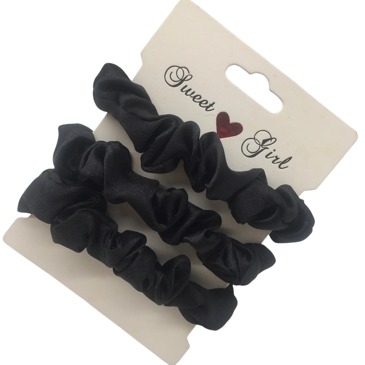 Silk satin scrunchie set in solid black