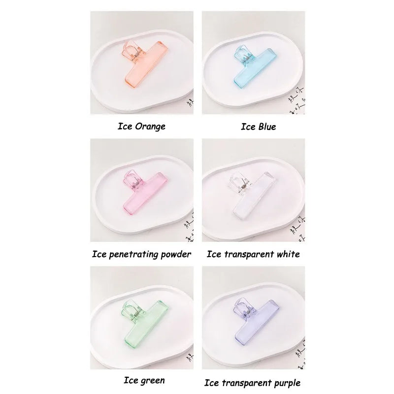 Ice jelly clips in orange, blue, white, green, purple clear pastel colors