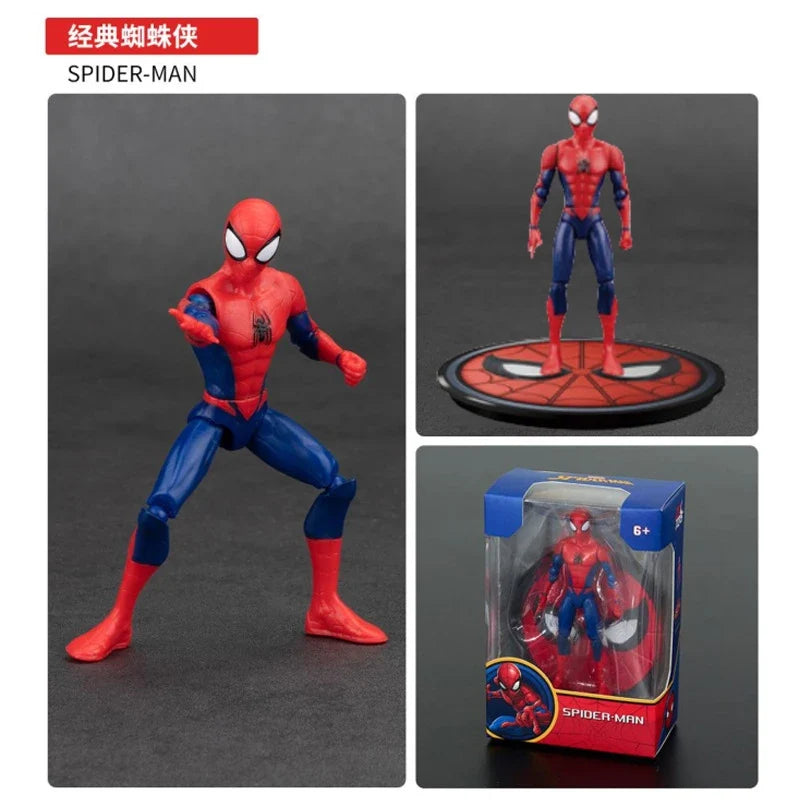4-inch poseable Spider-Man action figure with red-and-blue suit, standing on base