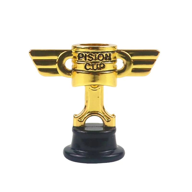 Gold Piston Cup trophy figure with black base