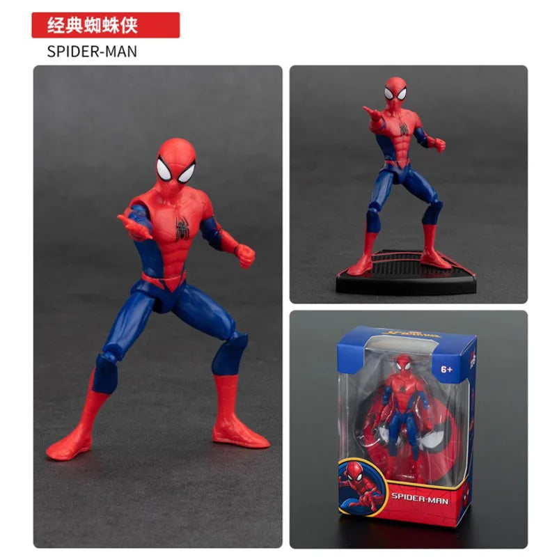 4-inch poseable Spider-Man action figure in red-and-blue suit, standing on base