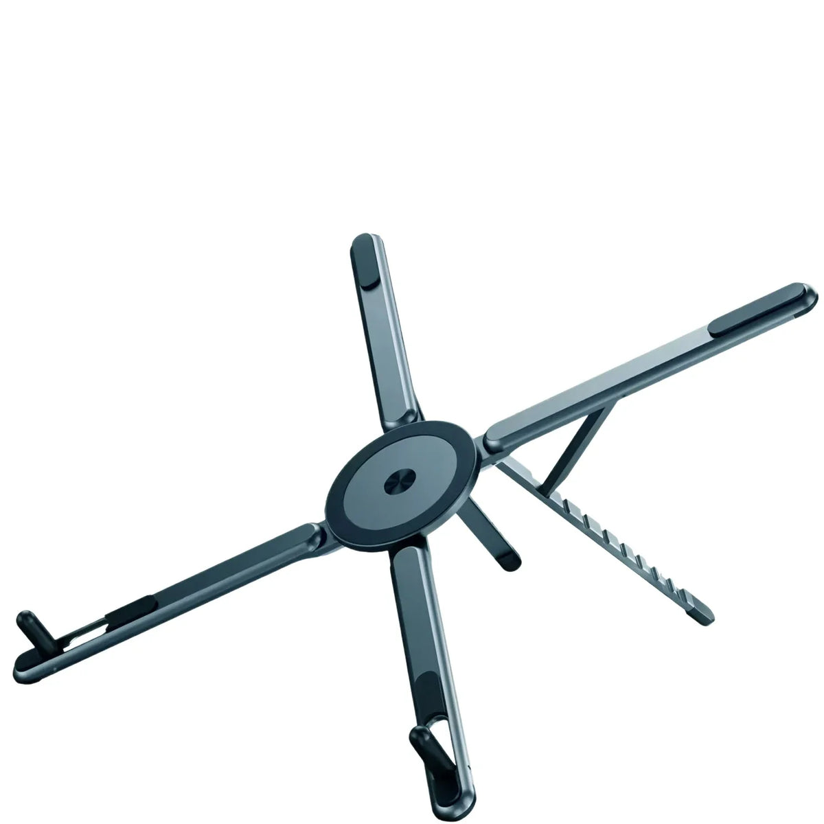 Gray folding magnetic stand with tripod arms and circular magnetic hub, standing