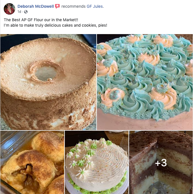 Gluten-free flour baking collage of cake and cookies
