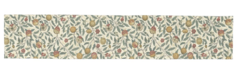 Botanical fruit bed runner strip with dense leaf and berry pattern