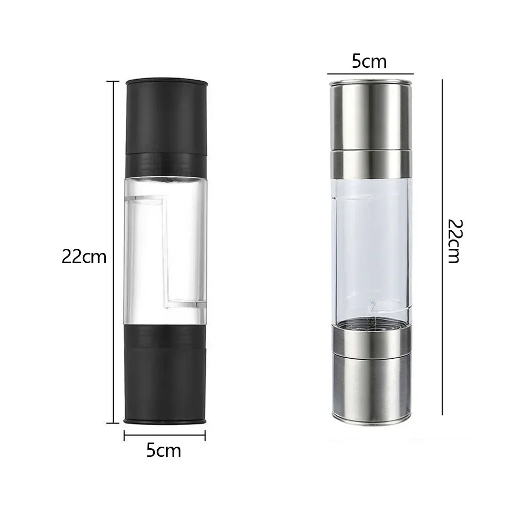 Stainless steel and black 2-in-1 manual grinder dimensions, compact kitchen tool