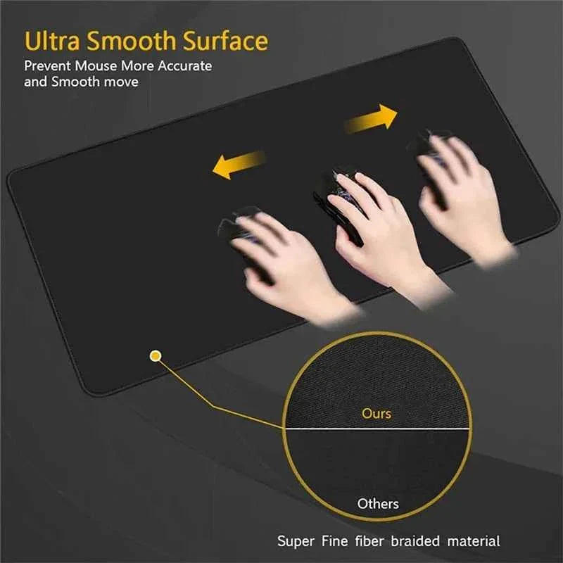 XXL gaming mouse pad with ultra-smooth surface, dark mat with motion arrows