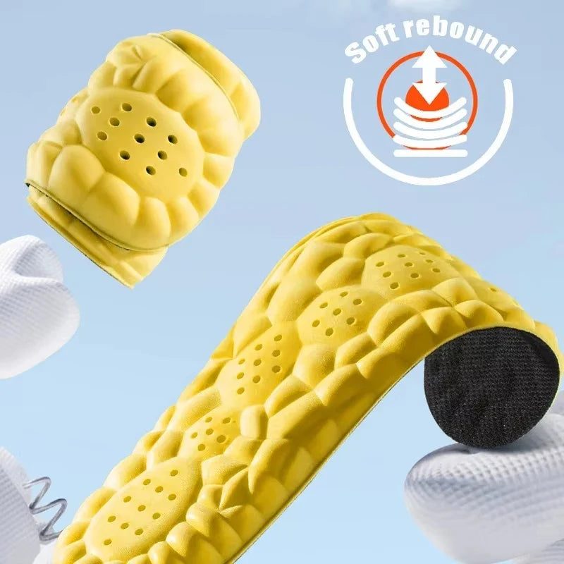 Yellow sport insole with perforated cushioning and black heel area detail