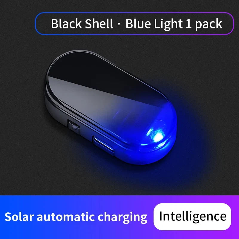 Black shell dummy security light with blue LED glow through clear front lens