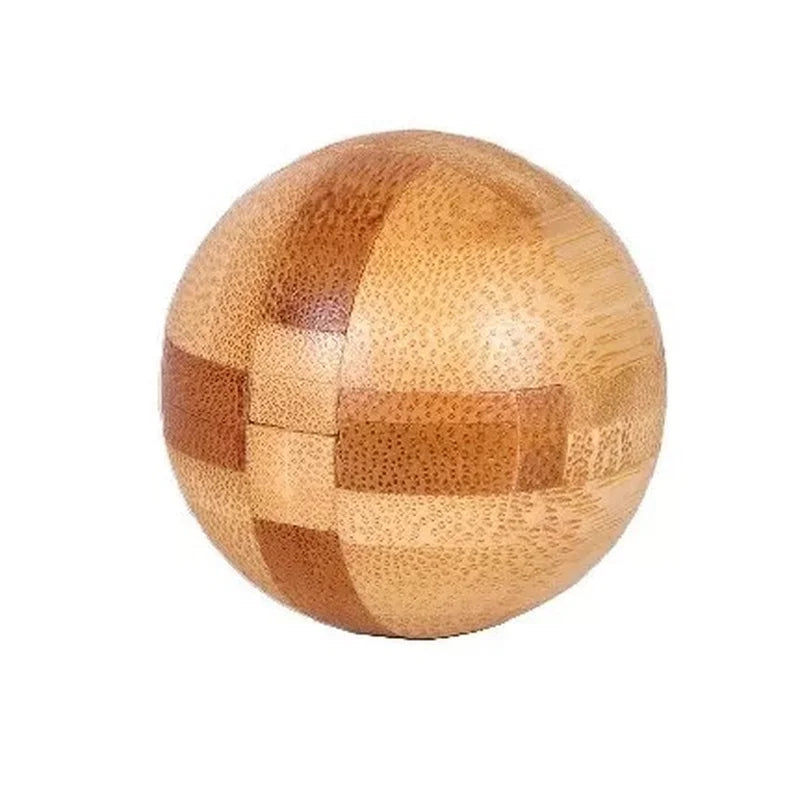 Wooden 3D interlocking puzzle sphere with segmented square panels