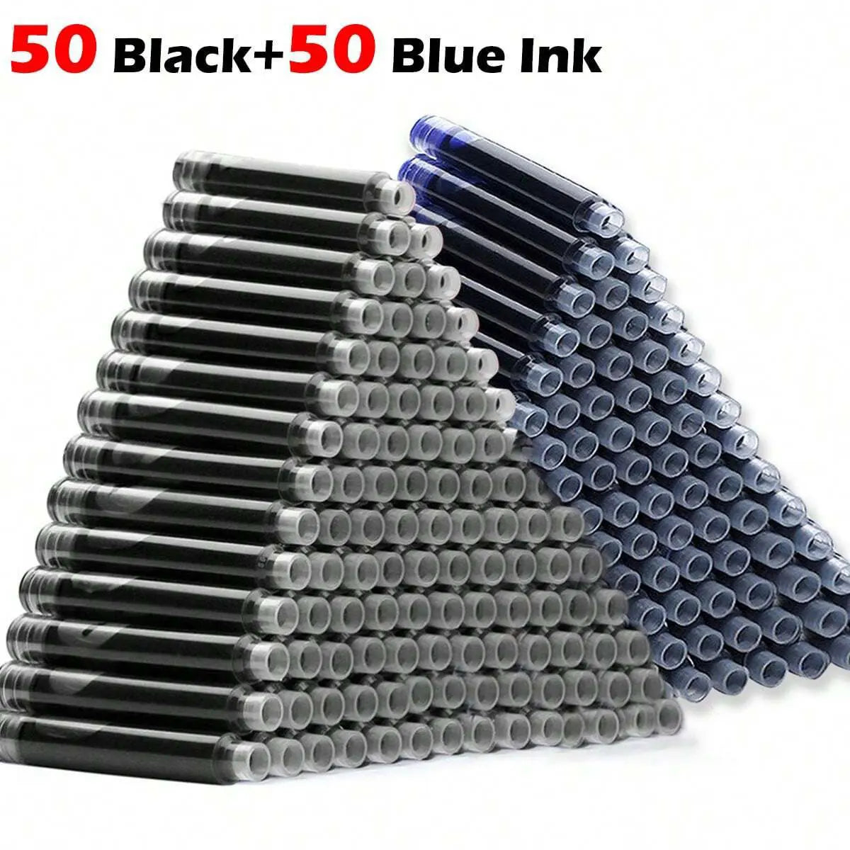 Black and blue replaceable ink cartridges, 50 black and 50 blue