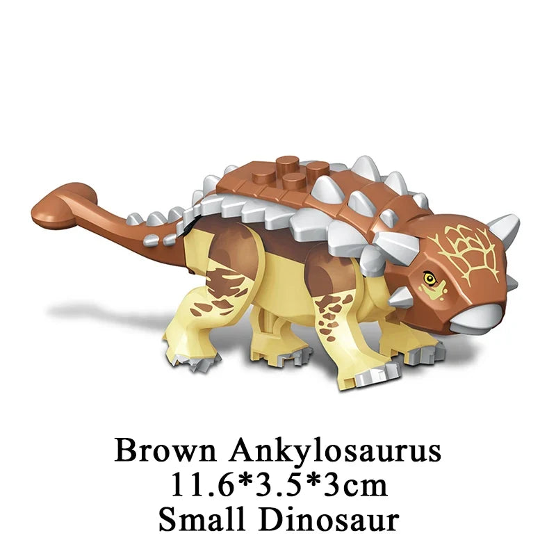 Brown ankylosaurus building block dinosaur figure with white armor spikes