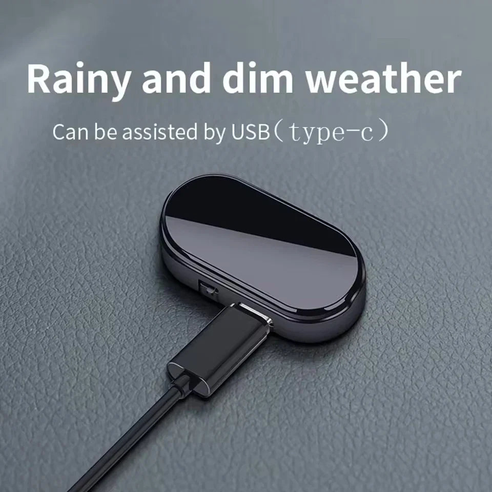Black solar dummy alarm light with USB Type-C charging cable, oval body