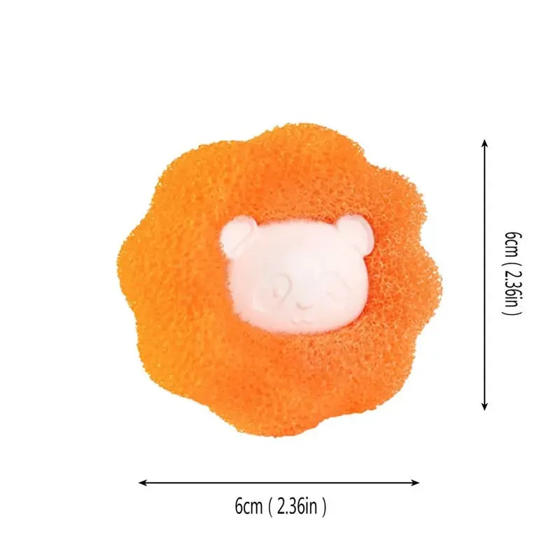 Orange plush bear laundry hair remover ball, 6cm size