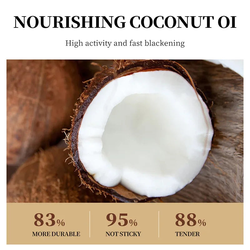 Coconut oil in a cut coconut half with white oil filling