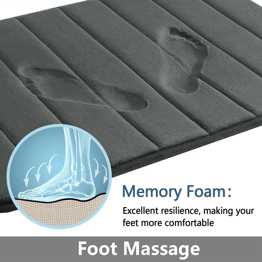 Close-up of dark grey bath mat surface with cushioned, textured texture