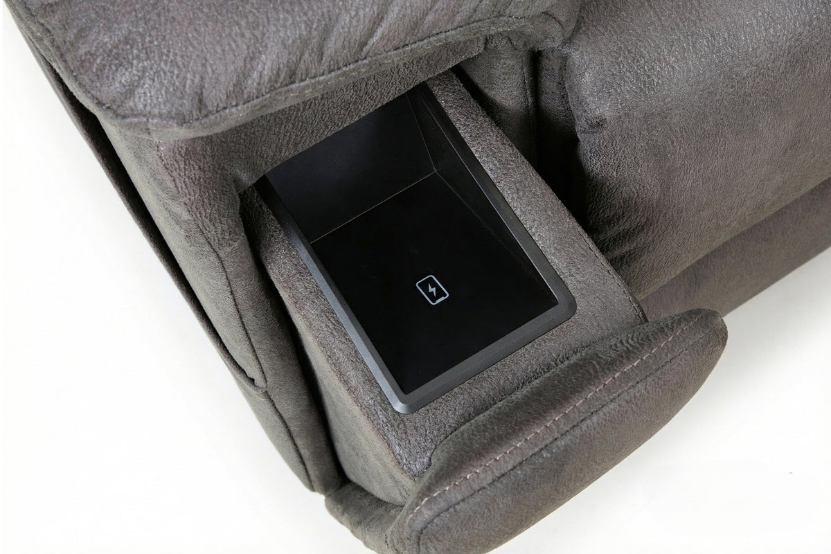 Slate grey armrest wireless charging panel with charging port