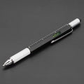 Multifunctional touch screen stylus pen with ruler scale and metal clicker tip