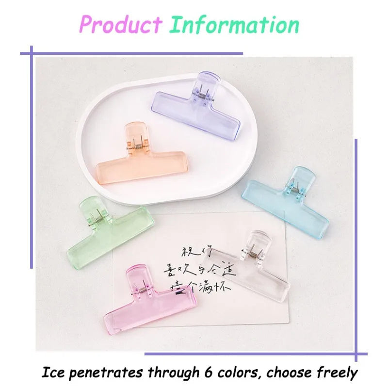 Assorted ice jelly clips with transparent acrylic body in multiple pastel colors