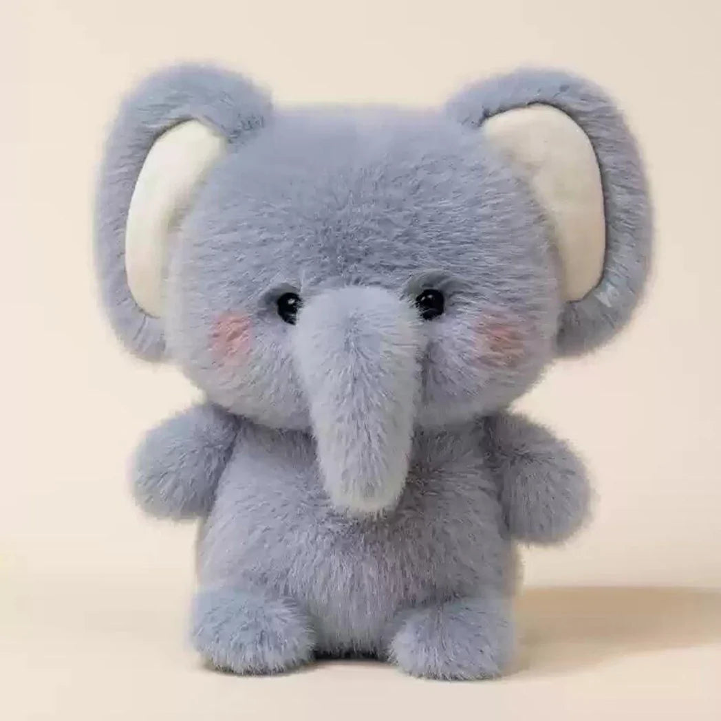 15cm plush elephant doll, light gray with floppy ears and stitched eyes