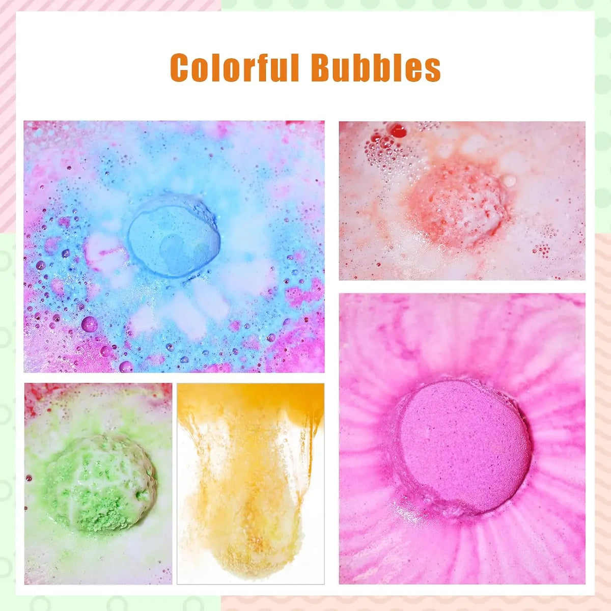 Bath bomb bubbles in water with colorful foam and fizz