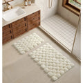 Ivory cotton bath rug set with two textured mats for tub or bathroom floor