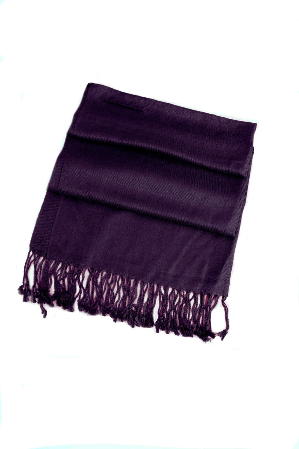 Dark purple pashmina-style shawl wrap scarf with long fringe
