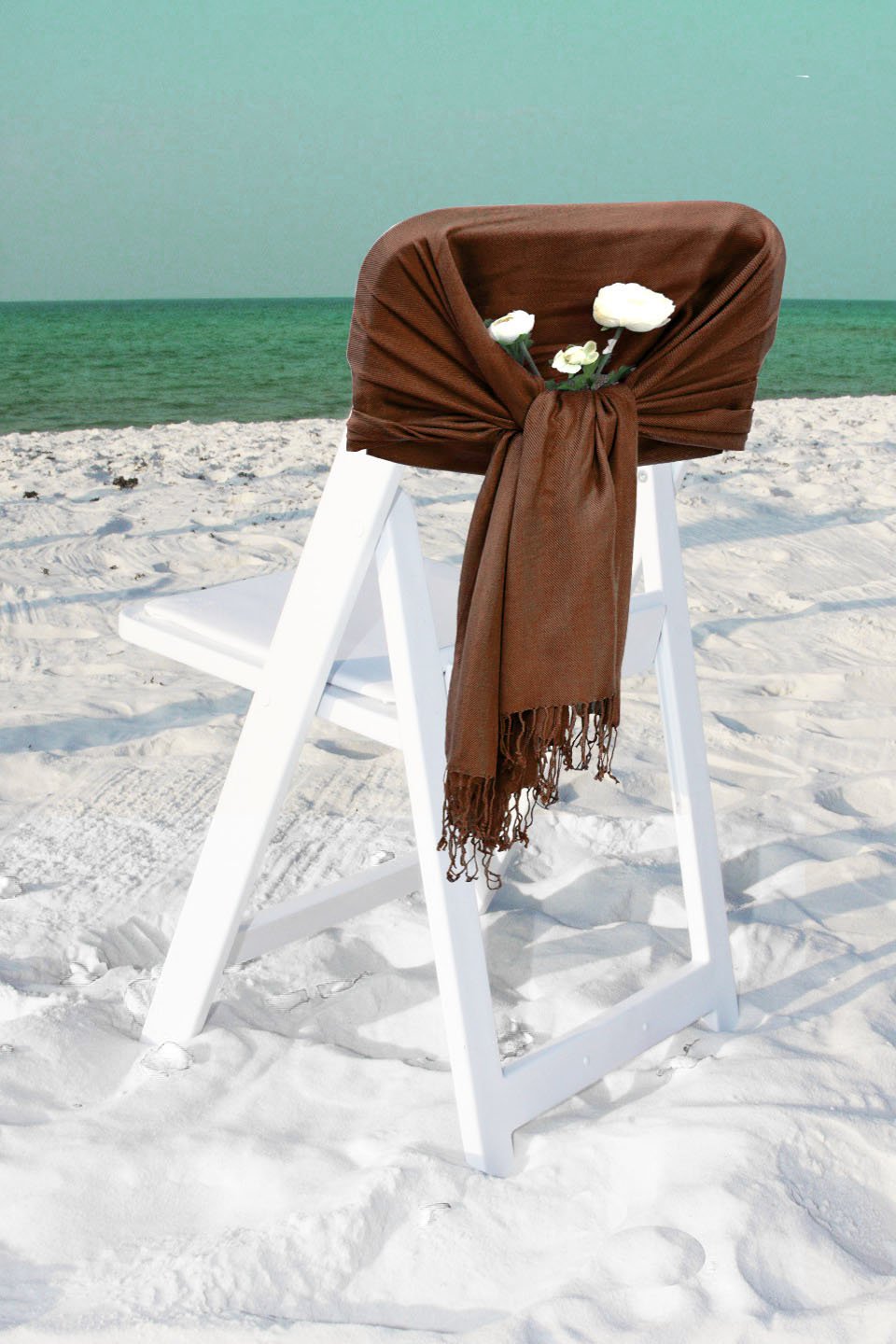 Dark brown pashmina-style shawl wrap scarf with fringed ends