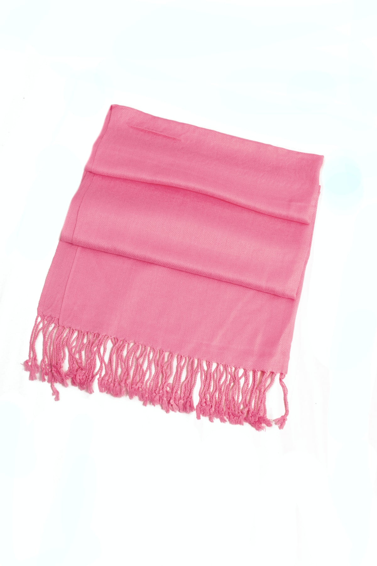 Soft pashmina feel shawl wrap scarf in dusty pink with long fringed hem