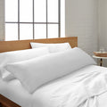 Cooling bamboo body pillowcase in white, long rectangular shape with envelope closure.