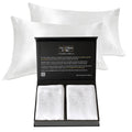 White mulberry silk pillowcase set of 2 in gift box with two folded pillowcases