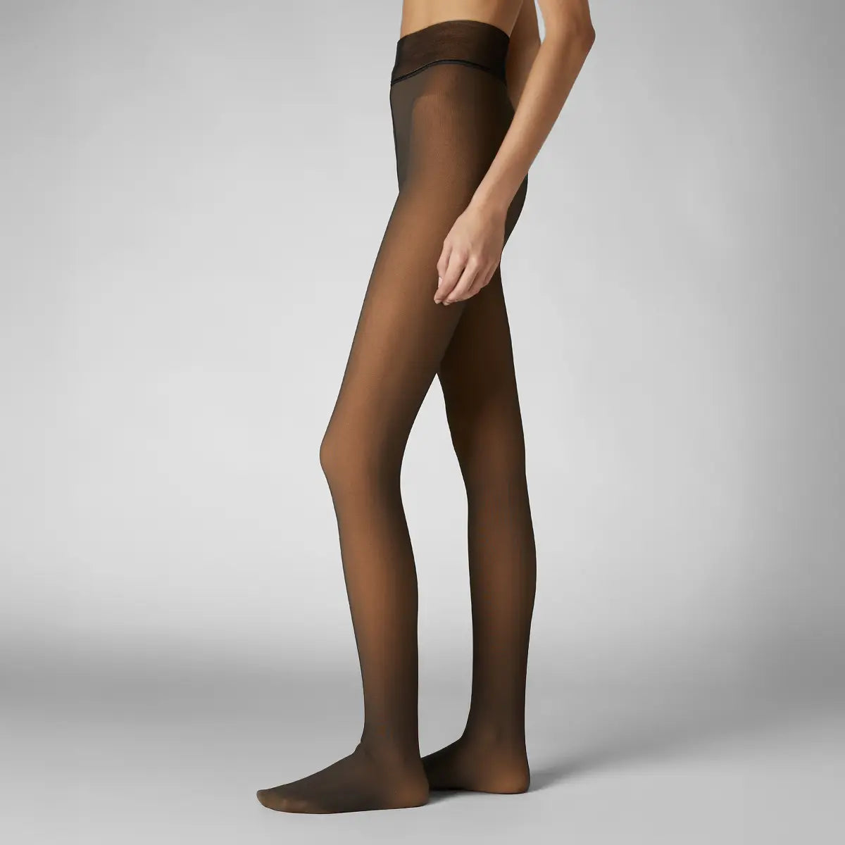 Sheer effect tights in nude-beige tone, smooth full-length legwear