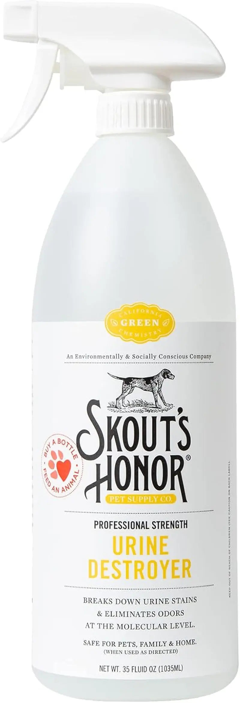 Skout's Honor urine destroyer professional strength spray bottle, 35 oz front view