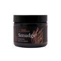 SMUDGE detox mask jar with black lid and label with flame graphics