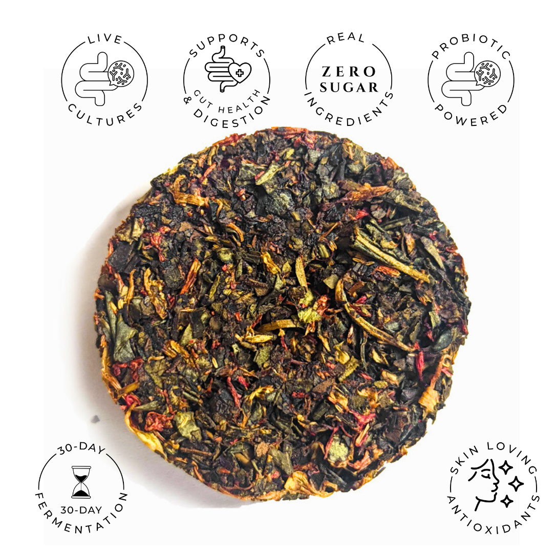 Snow Maple No. 41 white tea disc with product feature icons