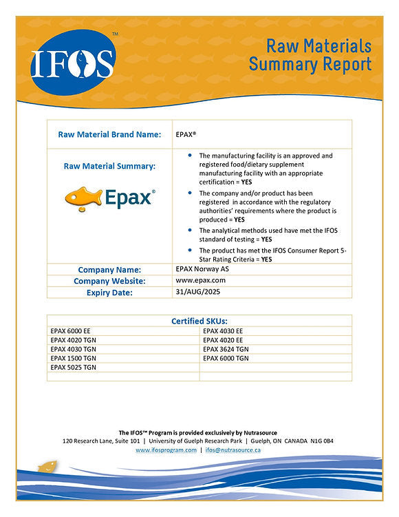 IFOS raw materials summary report document with EPath tables and certification lines