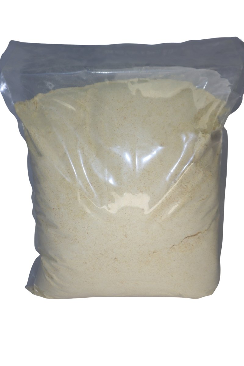 Organic soy flour pouch, full bag view in sealed packaging