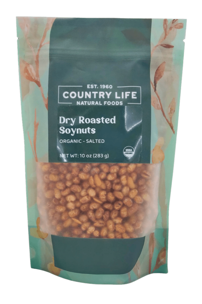 Organic salted soy nuts stand-up bag by Country Life