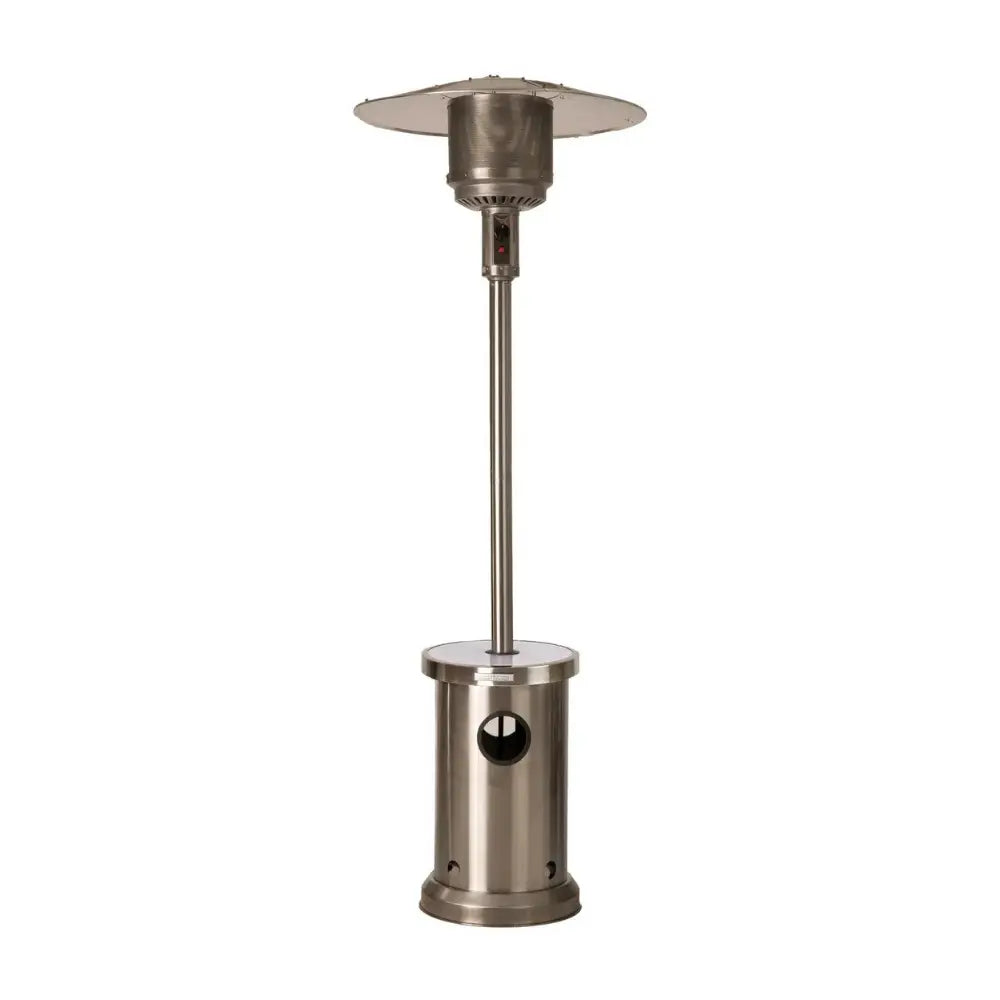 Stainless steel patio heater with round top and cylinder base