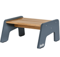 Gray kid wooden step stool with wide non-slip platform and side handles