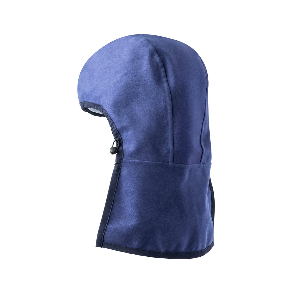 Azure cooling cap with black edge trim and adjustable side tie details
