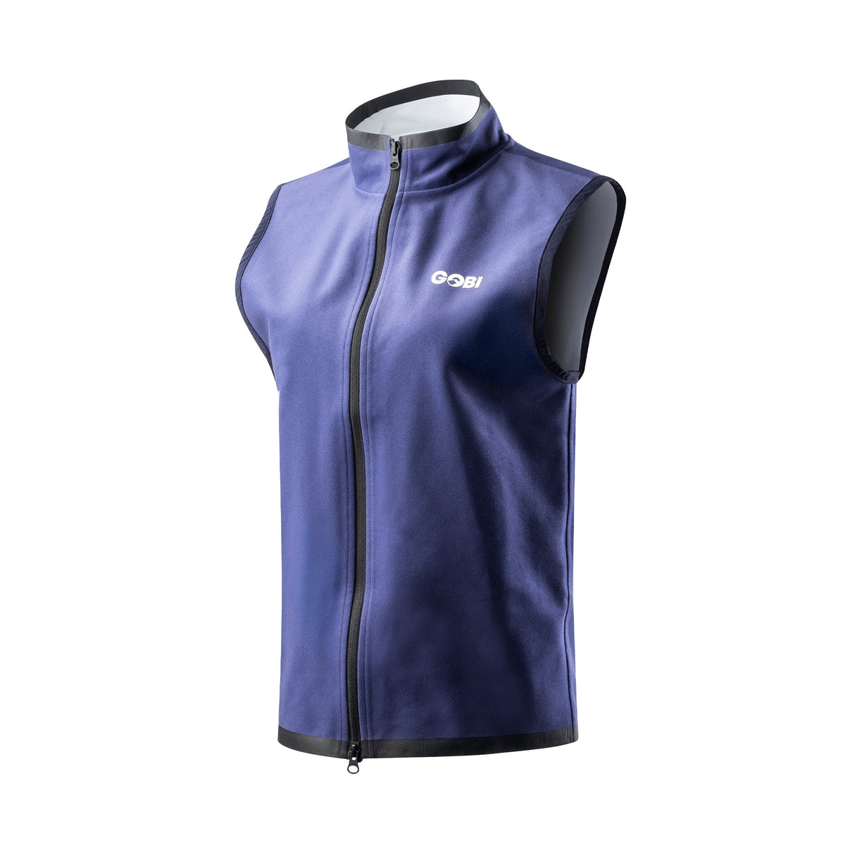 Women’s cooling vest in blue with full front zipper and high stand collar