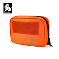 Orange pet pouch with rectangular label window and zipper closure