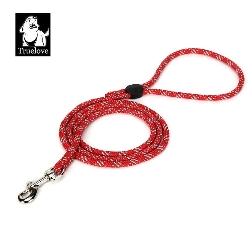 Red rope dog leash with zinc alloy snap hook and loop handle
