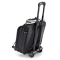 Folding luggage cart dolly with black fabric bag and telescoping handle, front view