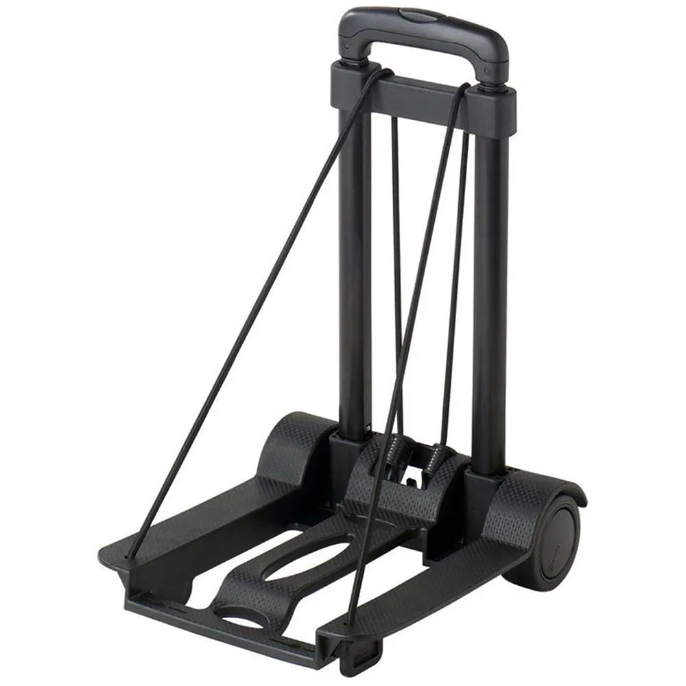 Folding luggage cart dolly with textured platform base and telescoping handle