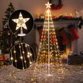 Warm white outdoor wireframe Christmas tree light with star topper