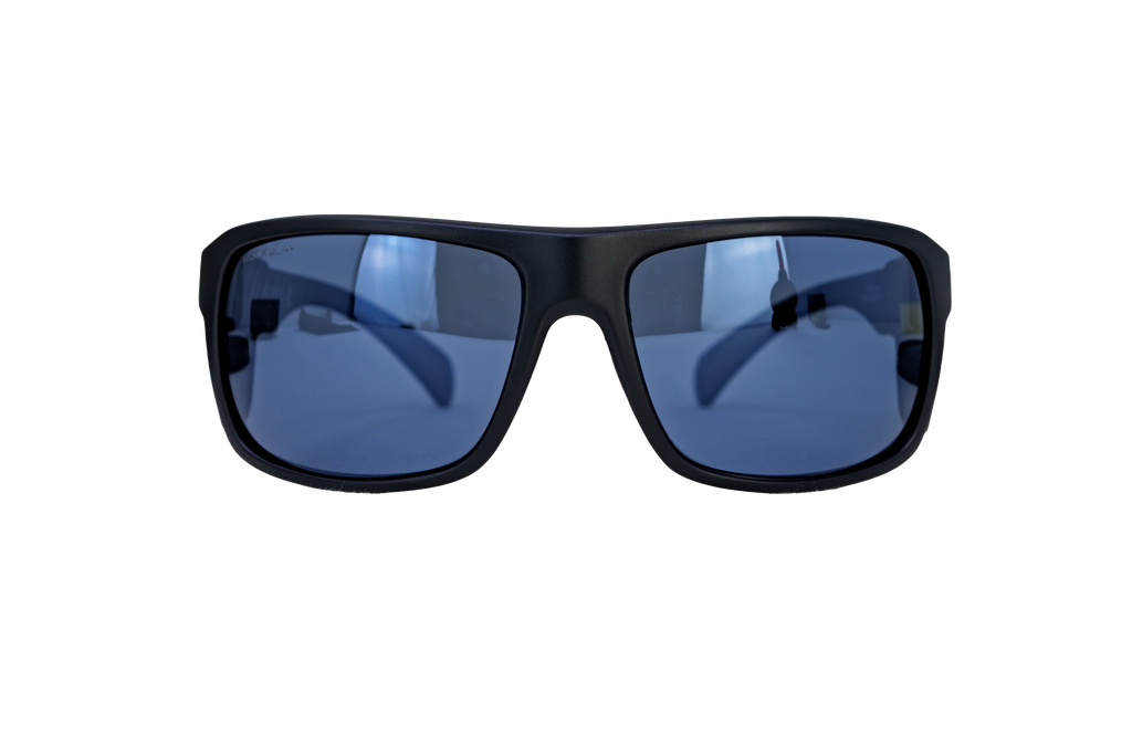 Trevi sunglasses with black frame and blue mirrored lenses